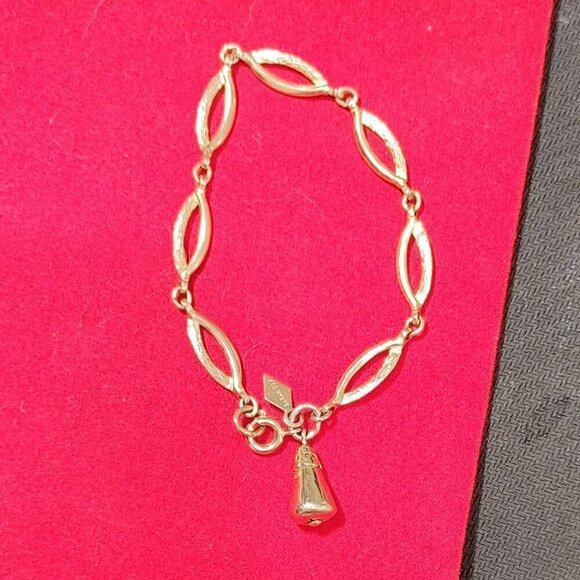 Sarah Coventry Jewelry - Vintage Gold Toned Bracelet with Bell Shaped Dangling Charm